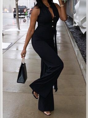 Women’s Prissy Duck Jumpsuit, Black, Sz Medium Tall (37” inseam)